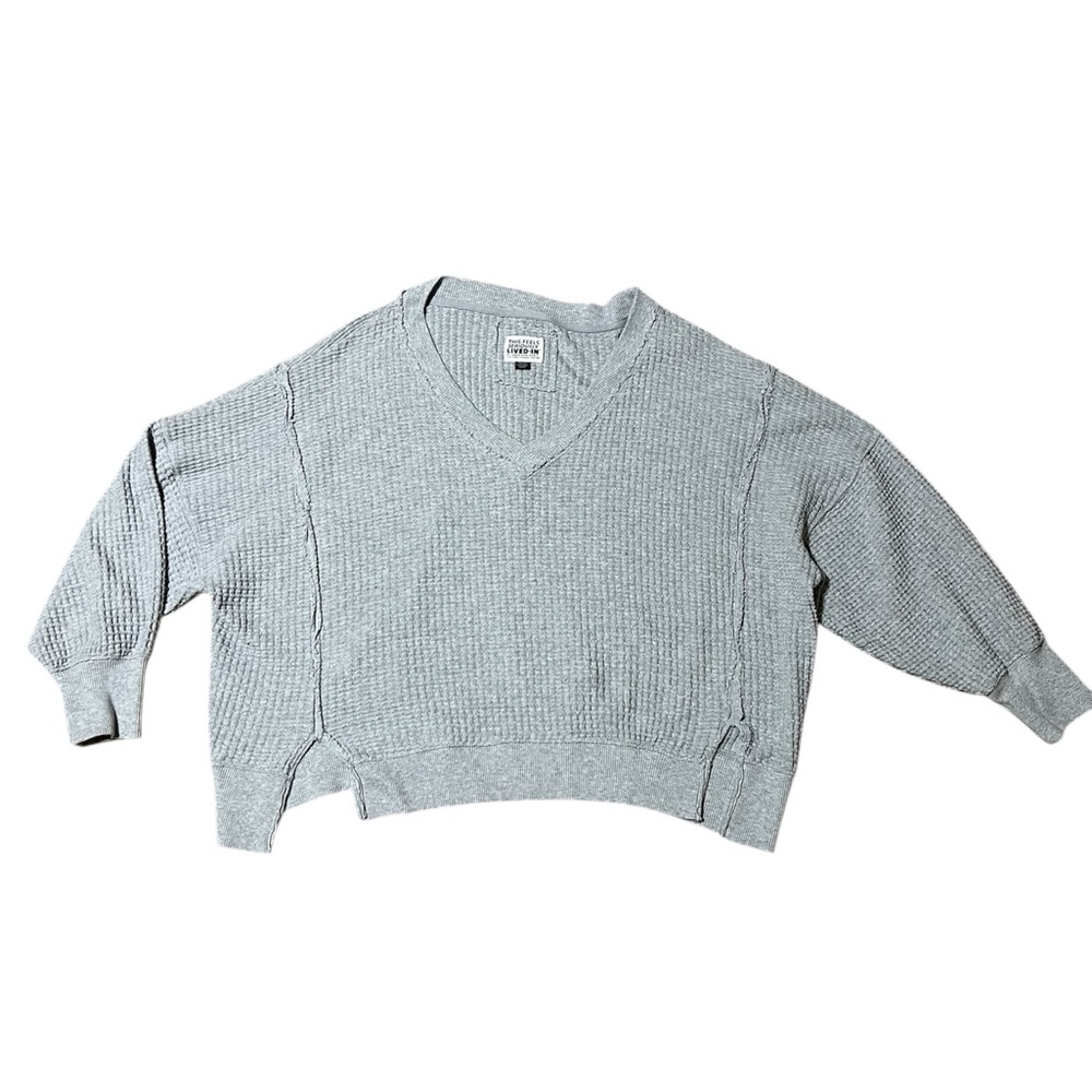 American Eagle Outfitters Light Gray V-Neck Sweater